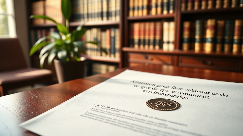 Attestation pour faire valoir ce que de droit environnement